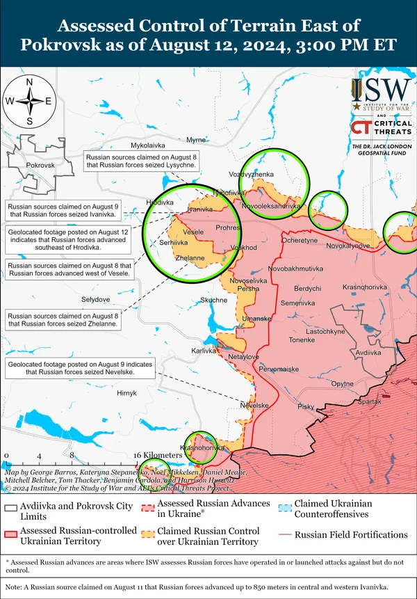 East of Pokrovsk Battle Map Draft August 12, 2024